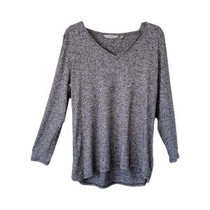 Athleta | Heathered Gray Long Sleeve Layered Racerback V-Back Knit Top, Large